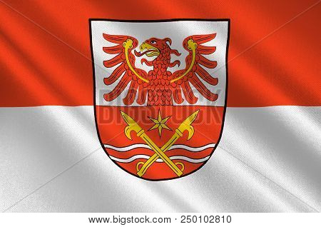 Flag Of Markisch-oderland Is A District In Brandenburg, Germany. 3d Illustration