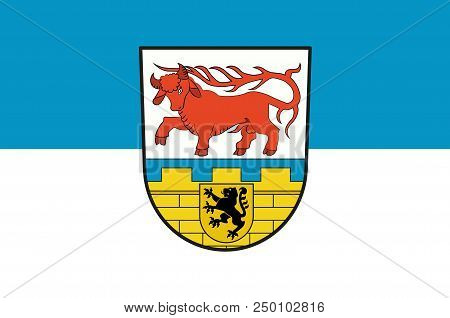 Flag Of Oberspreewald-lausitz Is A District In The Southern Part Of Brandenburg, Germany. 3d Illustr