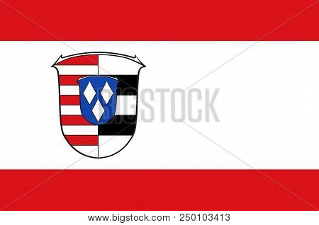 Flag Of Gross-gerau Is A District In The South Of Hesse, Germany. 3d Illustration