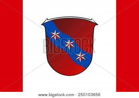 Flag Of Erbach Is A Town And The District Seat Of The Odenwald District In Hesse, Germany. 3d Illust