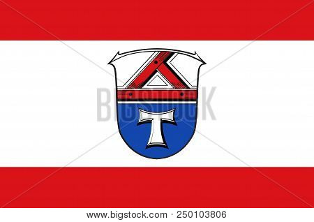 Flag Of Giessen Is A District In The Middle Of Hessen, Germany. 3d Illustration