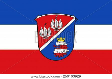Flag Of Vogelsbergkreis Is A District In The Middle Of Hesse, Germany. 3d Illustration