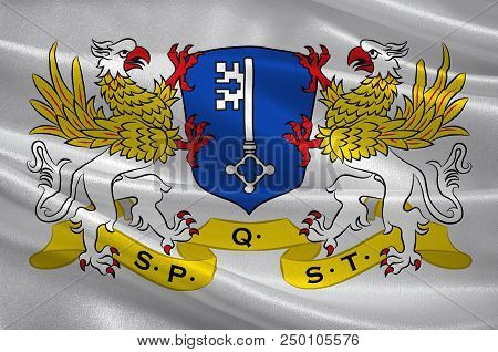 Flag Of Stade Is A City In Lower Saxony, Germany And Part Of The Hamburg Metropolitan Region. 3d Ill