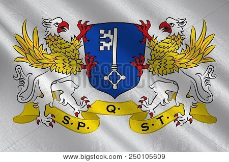 Flag Of Stade Is A City In Lower Saxony, Germany And Part Of The Hamburg Metropolitan Region. 3d Ill