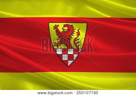 Flag Of Unna District In Central North Rhine-westphalia, Germany. 3d Illustration