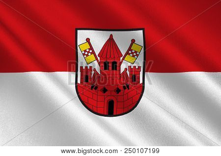 Flag Of Unna Is A City In North Rhine-westphalia, Germany, The Seat Of The Unna District. 3d Illustr