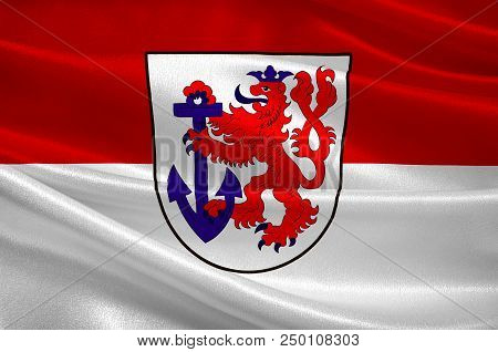 Flag Of Duesseldorf Is The Capital City Of North Rhine-westphalia In Germany. 3d Illustration