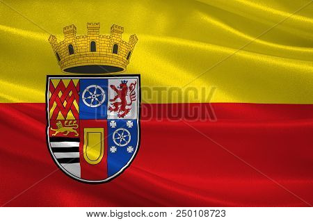 Flag Of Muelheim Is A City In North Rhine-westphalia In Germany. 3d Illustration