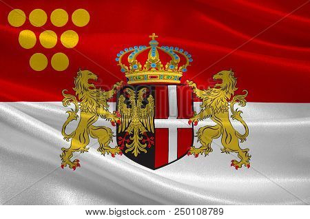 Flag Of Neuss Is A City In North Rhine-westphalia, Germany. 3d Illustration
