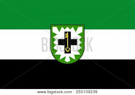 Flag Of Recklinghausen Is A District In The Centre Of North Rhine-westphalia, Germany. 3d Illustrati