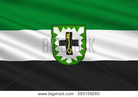 Flag Of Recklinghausen Is A District In The Centre Of North Rhine-westphalia, Germany. 3d Illustrati