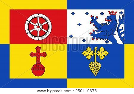 Flag Of Woellstein Is A Municipality In The District Alzey-worms, Rhineland-palatinate, Germany. 3d 