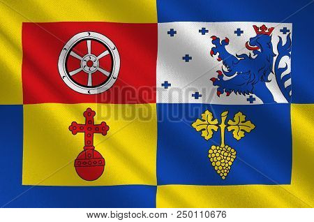 Flag Of Woellstein Is A Municipality In The District Alzey-worms, Rhineland-palatinate, Germany. 3d 