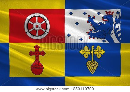 Flag Of Woellstein Is A Municipality In The District Alzey-worms, Rhineland-palatinate, Germany. 3d 