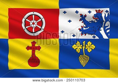 Flag Of Woellstein Is A Municipality In The District Alzey-worms, Rhineland-palatinate, Germany. 3d 
