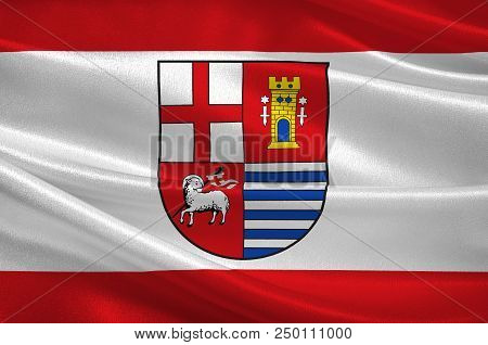 Flag Of Eifelkreis Bitburg-pruem Is A District In Rhineland-palatinate, Germany. 3d Illustration