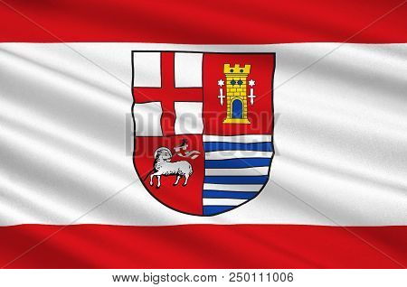 Flag Of Eifelkreis Bitburg-pruem Is A District In Rhineland-palatinate, Germany. 3d Illustration