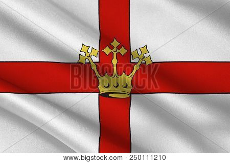 Flag Of Koblenz Is A German City Situated On Both Banks Of The Rhine. 3d Illustration
