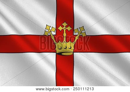 Flag Of Koblenz Is A German City Situated On Both Banks Of The Rhine. 3d Illustration