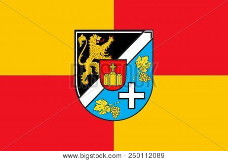 Flag Of Suedliche Weinstrasse Is A District In The South Of Rhineland-palatinate, Germany. 3d Illust