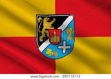 Flag Of Suedliche Weinstrasse Is A District In The South Of Rhineland-palatinate, Germany. 3d Illust