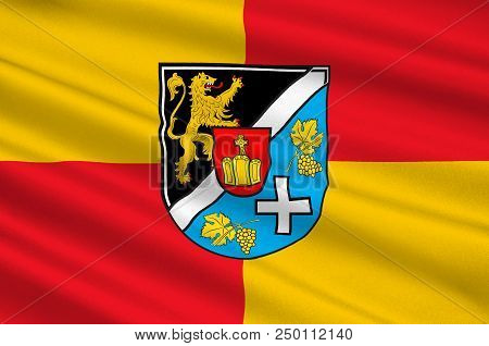Flag Of Suedliche Weinstrasse Is A District In The South Of Rhineland-palatinate, Germany. 3d Illust
