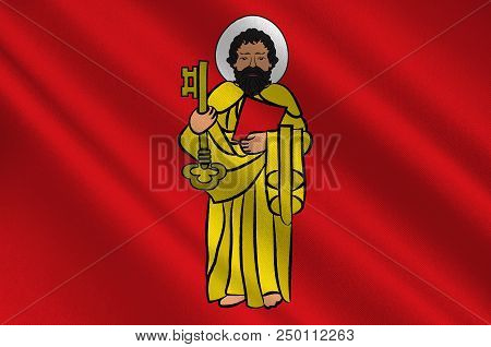 Flag Of Trier Is A City In Germany On The Banks Of The Moselle. 3d Illustration