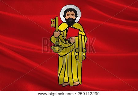 Flag Of Trier Is A City In Germany On The Banks Of The Moselle. 3d Illustration