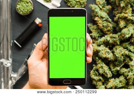 Grinder A Lot Ofx Marijuana, Fresh Buds Of Cannabis Many Weed. Copy Spase Copy-space