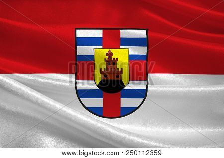 Flag Of Trier-saarburg Is A District In The West Of Rhineland-palatinate, Germany. 3d Illustration