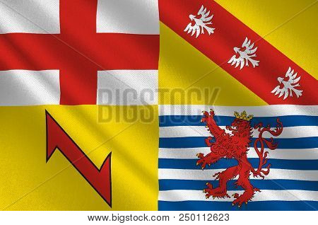 Flag Of Merzig-wadern Is A District In The Northwest Of The Saarland, Germany. 3d Illustration