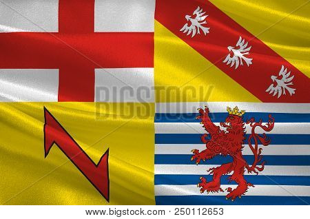 Flag Of Merzig-wadern Is A District In The Northwest Of The Saarland, Germany. 3d Illustration