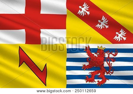 Flag Of Merzig-wadern Is A District In The Northwest Of The Saarland, Germany. 3d Illustration