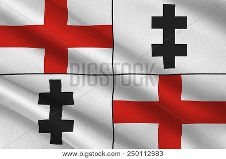 Flag Of Merzig Is The Capital Of The District Merzig-wadern, In Saarland, Germany. 3d Illustration