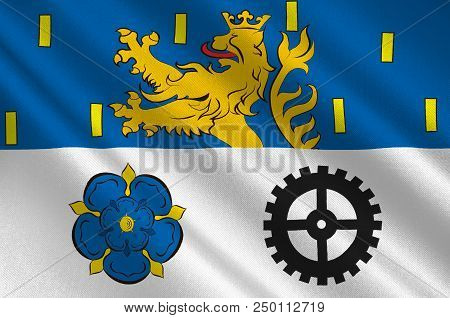 Flag Of Neunkirchen Is A District In The Middle Of The Saarland, Germany. 3d Illustration