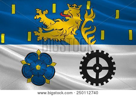 Flag Of Neunkirchen Is A District In The Middle Of The Saarland, Germany. 3d Illustration