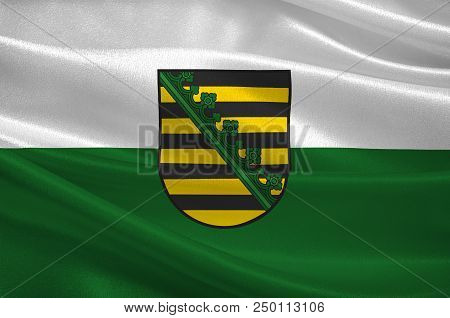 Flag Of Saxony Is A Landlocked Federal State Of Germany. 3d Illustration