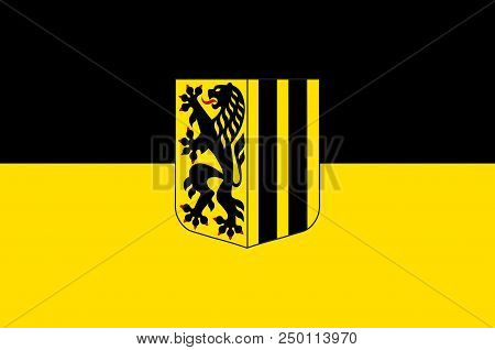 Flag Of Dresden Is The Capital City Of The Free State Of Saxony In Germany. 3d Illustration