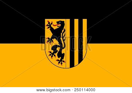 Flag Of Dresden Is The Capital City Of The Free State Of Saxony In Germany. 3d Illustration