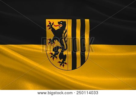Flag Of Dresden Is The Capital City Of The Free State Of Saxony In Germany. 3d Illustration