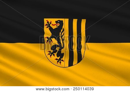 Flag Of Dresden Is The Capital City Of The Free State Of Saxony In Germany. 3d Illustration