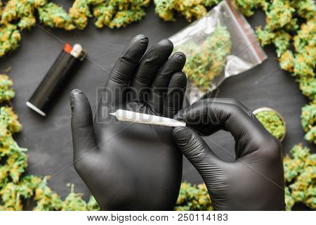 Grinder A Lot Ofx Marijuana, Fresh Buds Of Cannabis Many Weed. Copy Spase Copy-space