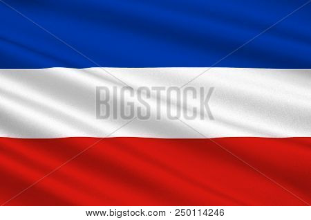 Flag Of Schleswig-holstein Is The Northernmost Of The 16 States Of Germany. 3d Illustration
