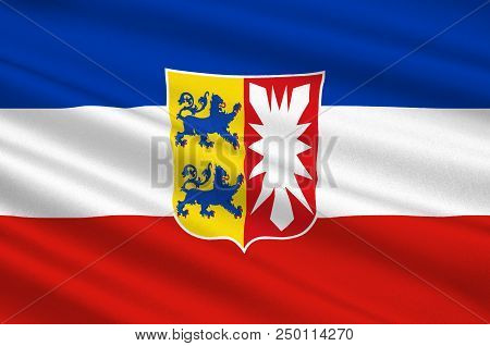 Flag Of Schleswig-holstein Is The Northernmost Of The 16 States Of Germany. 3d Illustration