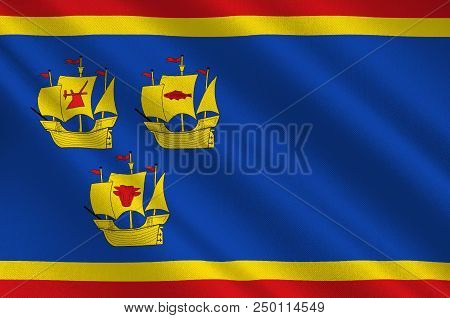 Flag Of Nordfriesland Is The Northernmost District Of Schleswig-holstein, Germany. 3d Illustration