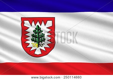 Flag Of Pinneberg Is A District In Schleswig-holstein, Germany. 3d Illustration