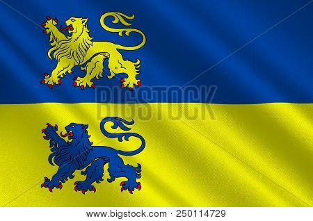 Flag Of Schleswig-flensburg Is A District In Schleswig-holstein, Germany. 3d Illustration