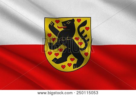 Flag Of Weimar Is A City In The Federal State Of Thuringia, Germany. 3d Illustration