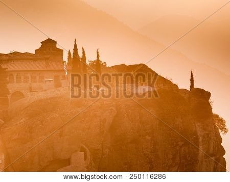 Monastery Of The Holy Trinity On Cliff. Greek Destinations. The Meteora Monasteries, Greece Kalambak