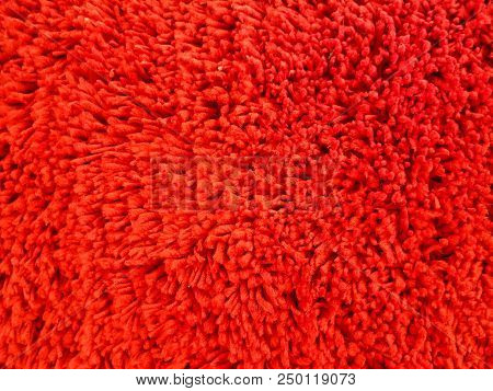 Close Up Of Bright Red Shag Carpet Background